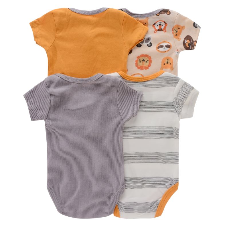 Body Infantil Manga Curta Unissex com Estampa e sem Estampa - Conjunto com 4 Unidades Body Infantil Manga Curta Unissex com Estampa e sem Estampa - Conjunto com 4 Unidades Loja do Bambino 