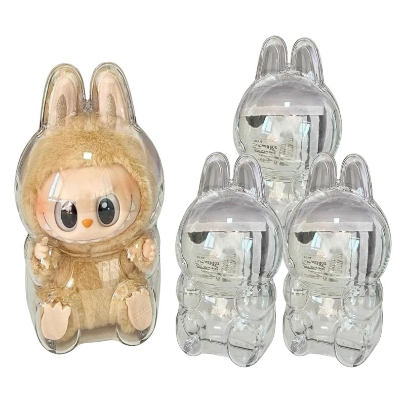 Capa Protetora de Acrílico para Labubu Capa Protetora de Acrílico para Labubu Loja do Bambino Modelo 15cm 3 Unidades 