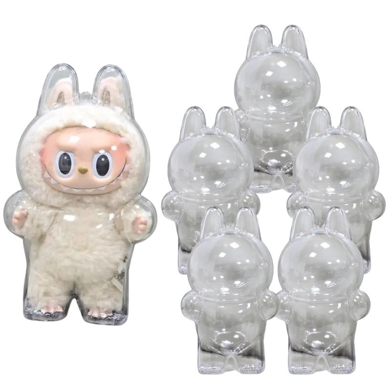 Capa Protetora de Acrílico para Labubu Capa Protetora de Acrílico para Labubu Loja do Bambino Modelo 17cm 5 Unidades 