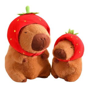 Capivara de Pelúcia com Capuz de Morango e Mochila de Tartaruga Capivara de Pelúcia com Capuz de Morango e Mochila de Tartaruga Loja do Bambino 