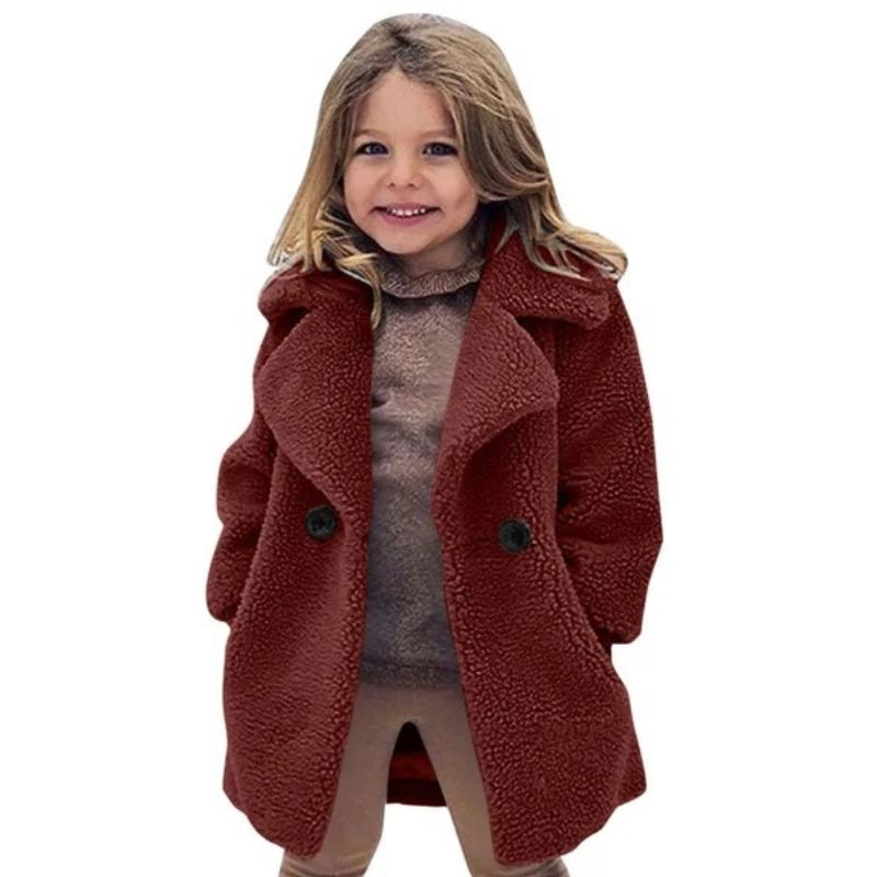 Casaco Infantil de Lã Transpassado Feminino Casaco Infantil de Lã Transpassado Feminino Loja do Bambino Vermelho Escuro 90 