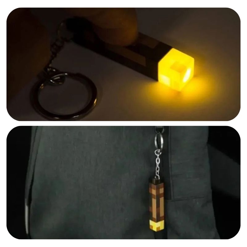 Chaveiro Tocha Iluminada Minecraft Chaveiro Tocha Iluminada Minecraft Loja do Bambino 