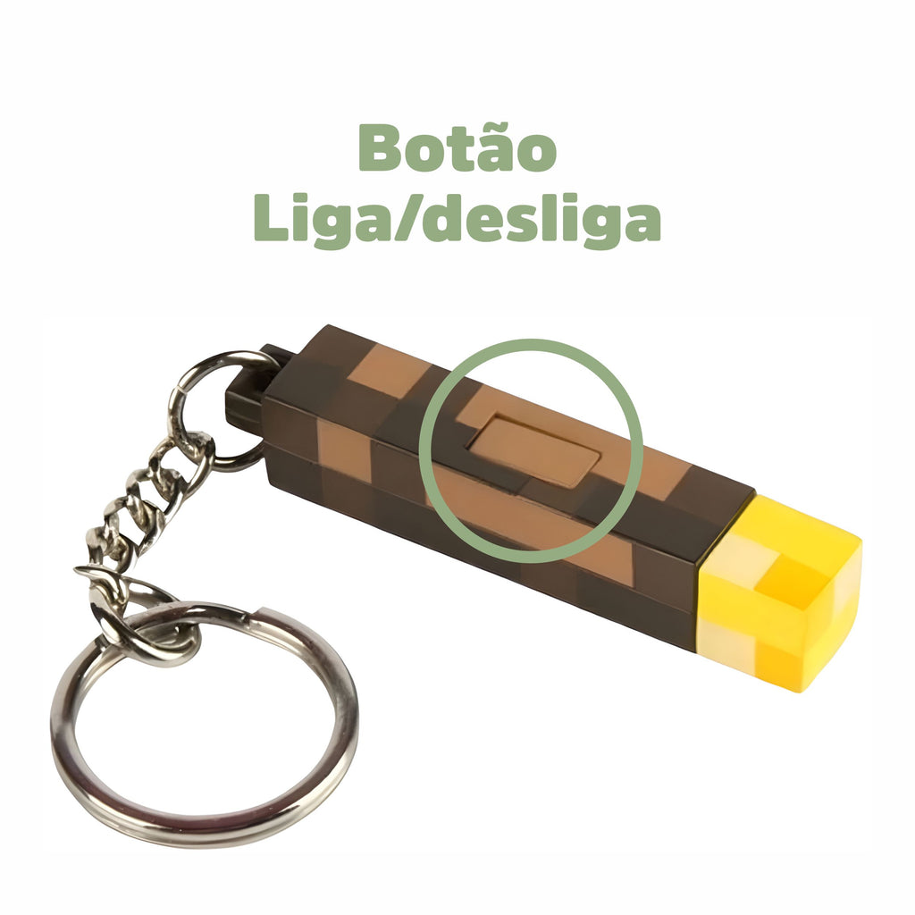 Chaveiro Tocha Iluminada Minecraft Chaveiro Tocha Iluminada Minecraft Loja do Bambino 