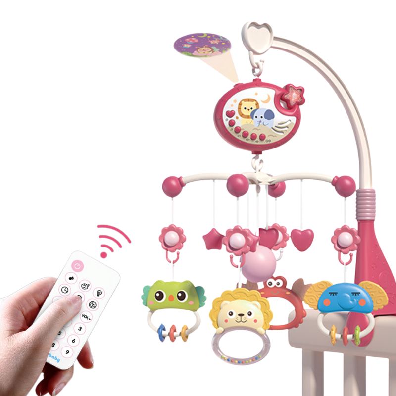 Chocalho para Berço com Controle Remoto Bambino Suporte de Chocalho para Bebê Bambino Loja do Bambino Rosa 