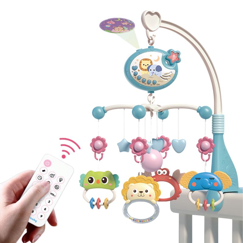 Chocalho para Berço com Controle Remoto Bambino Suporte de Chocalho para Bebê Bambino Loja do Bambino Azul 