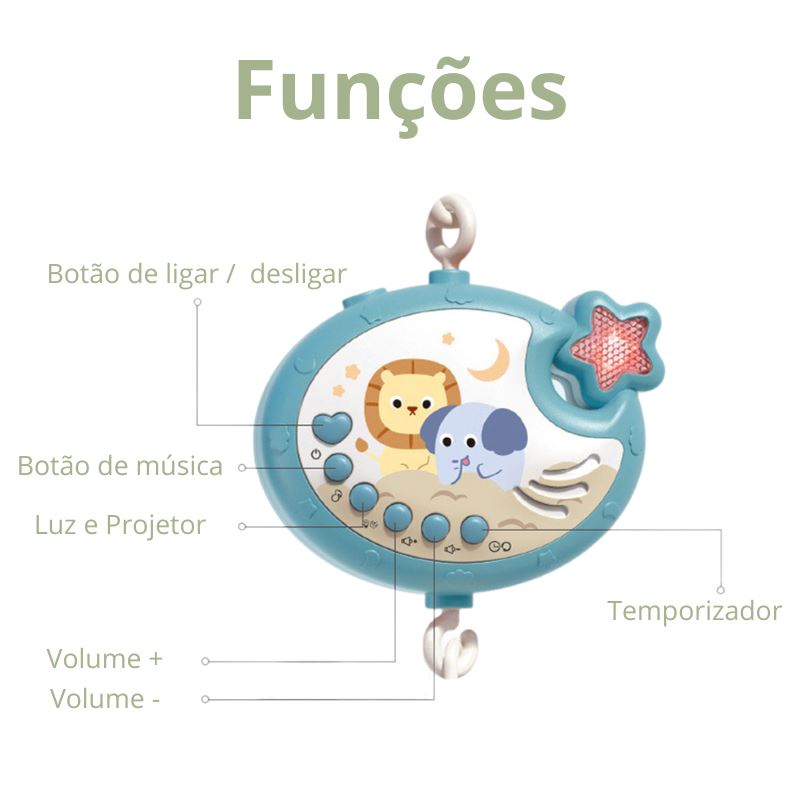 Chocalho para Berço com Controle Remoto Bambino Suporte de Chocalho para Bebê Bambino Loja do Bambino 