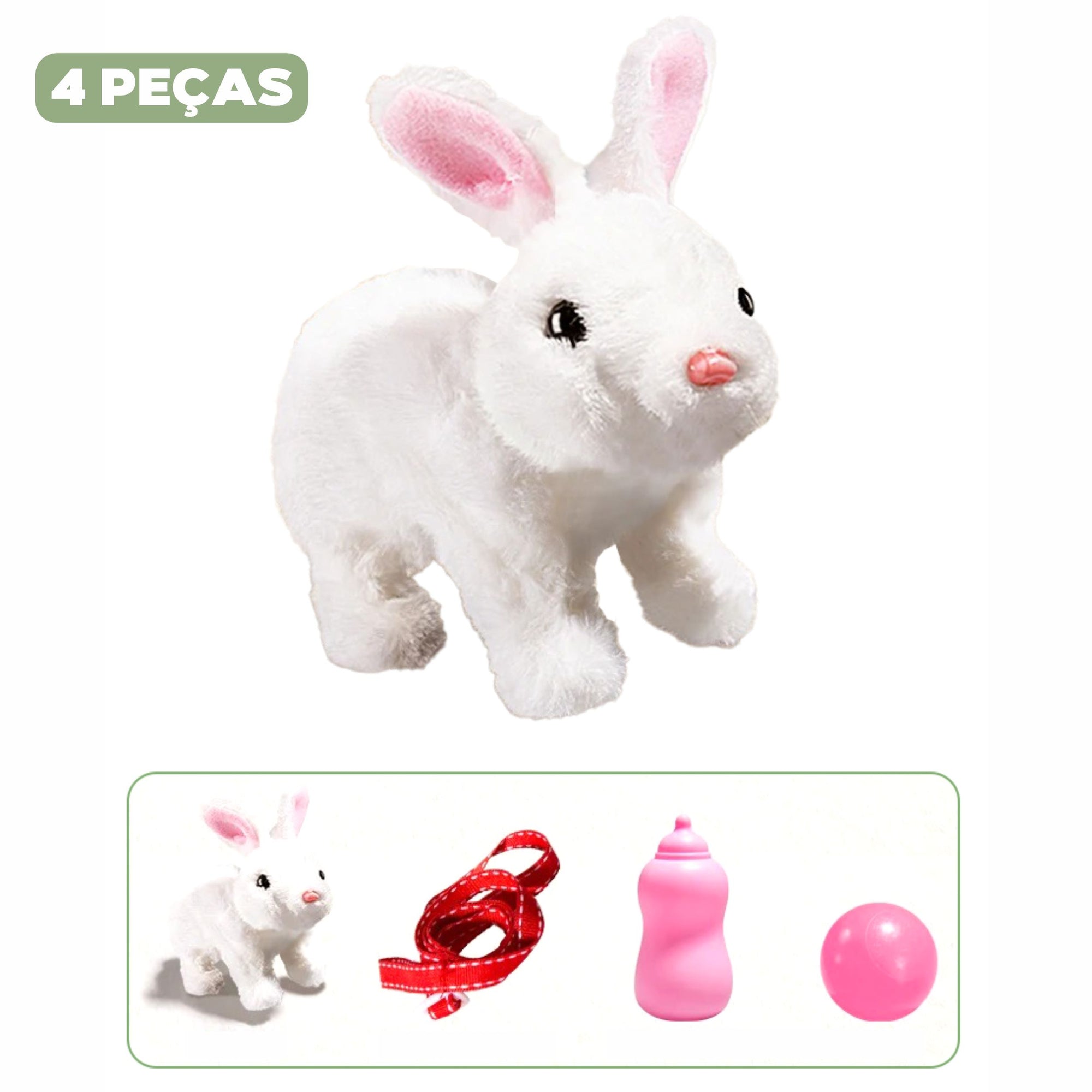 Coelho de Páscoa Pelúcia Elétrico Coelho de Páscoa Pelúcia Elétrico Loja do Bambino Modelo 01 com 4 Peças 