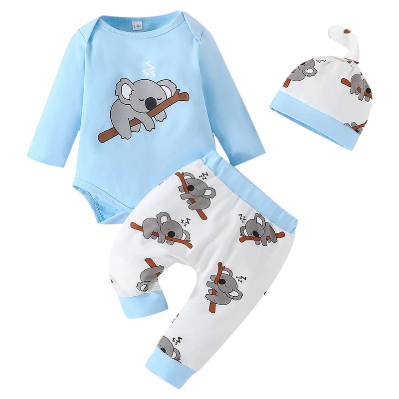 Conjunto 3 Peças para Bebê Personalizado Coala Conjunto 3 Peças para Bebê Personalizado Coala Loja do Bambino Azul 0 a 3 Meses 