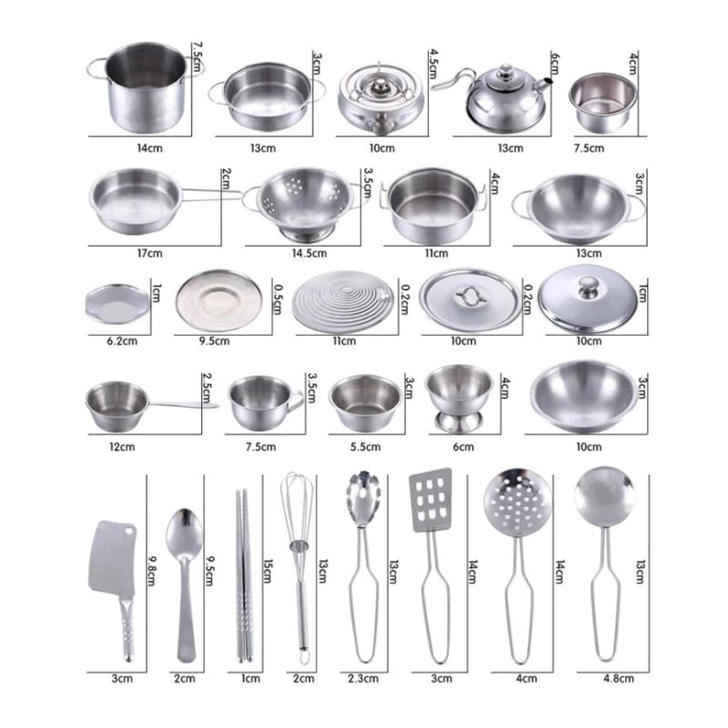 Conjunto Mini Cozinha Sundy em Aço Inoxidável Bambino Conjunto Mini Cozinha Sundy em Aço Inoxidável Bambino Loja do Bambino 