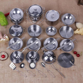 Conjunto Mini Cozinha Sundy em Aço Inoxidável Bambino Conjunto Mini Cozinha Sundy em Aço Inoxidável Bambino Loja do Bambino 