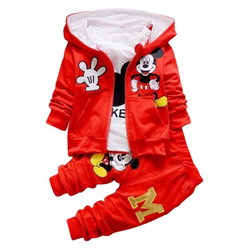 Conjunto Moletom Infantil 3 Peças Mickey Conjunto Moletom Infantil 3 Peças Mickey Loja do Bambino Vermelho 80 