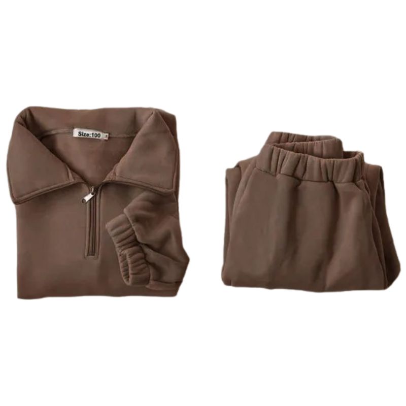 Conjunto Moletom Infantil Gola Alta com Zíper Conjunto Moletom Infantil Gola Alta com Zíper Loja do Bambino Marrom escuro 80 