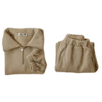 Conjunto Moletom Infantil Gola Alta com Zíper Conjunto Moletom Infantil Gola Alta com Zíper Loja do Bambino Marrom claro 80 