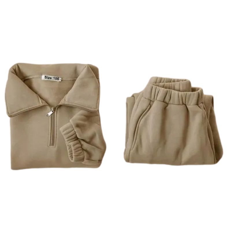 Conjunto Moletom Infantil Gola Alta com Zíper Conjunto Moletom Infantil Gola Alta com Zíper Loja do Bambino Marrom claro 80 