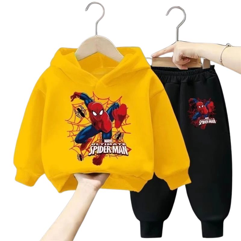 Conjunto Moletom Infantil Homem-Aranha com Capuz Conjunto Moletom Infantil Homem-Aranha com Capuz Loja do Bambino Amarelo e Preto 90 