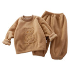 Conjunto Pijama Infantil Peluciado Unissex Conjunto Pijama Infantil Peluciado Unissex Loja do Bambino Marrom 80 