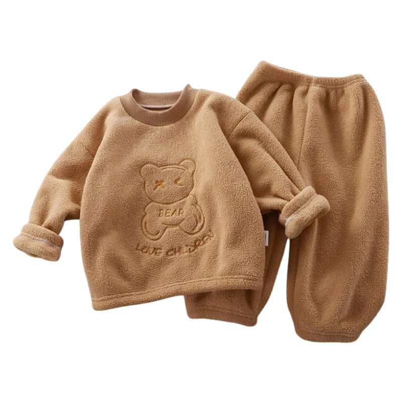 Conjunto Pijama Infantil Peluciado Unissex Conjunto Pijama Infantil Peluciado Unissex Loja do Bambino Marrom 80 