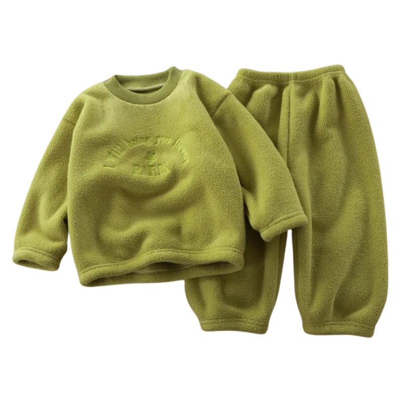 Conjunto Pijama Infantil Peluciado Unissex Conjunto Pijama Infantil Peluciado Unissex Loja do Bambino Verde 80 