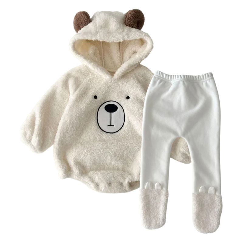 Conjunto Bebê Macacão e Body de Ursinho Conjunto Bebê Macacão e Body de Ursinho Loja do Bambino Branco 66 