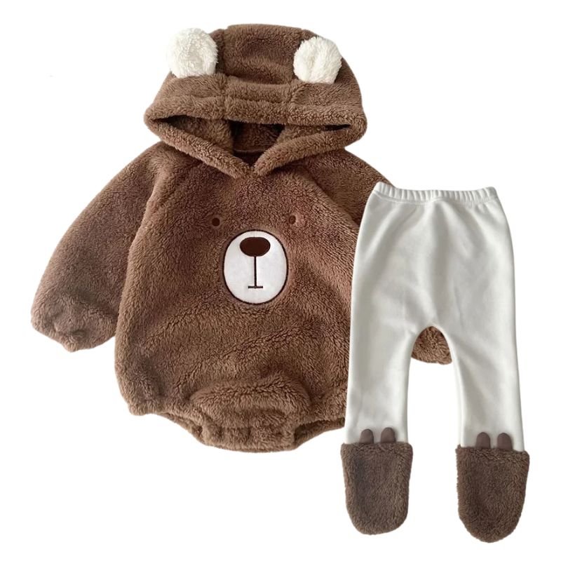 Conjunto Bebê Macacão e Body de Ursinho Conjunto Bebê Macacão e Body de Ursinho Loja do Bambino Marrom 66 