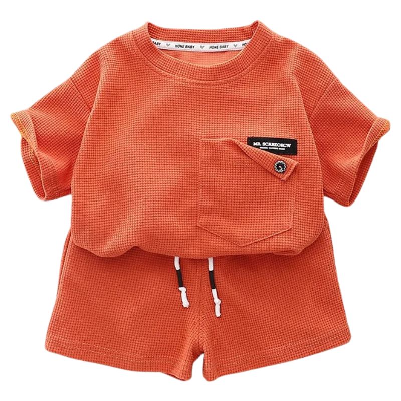 Conjunto Infantil de Verão Masculino Casual Conjunto Infantil de Verão Masculino Casual Loja do Bambino Laranja 80 