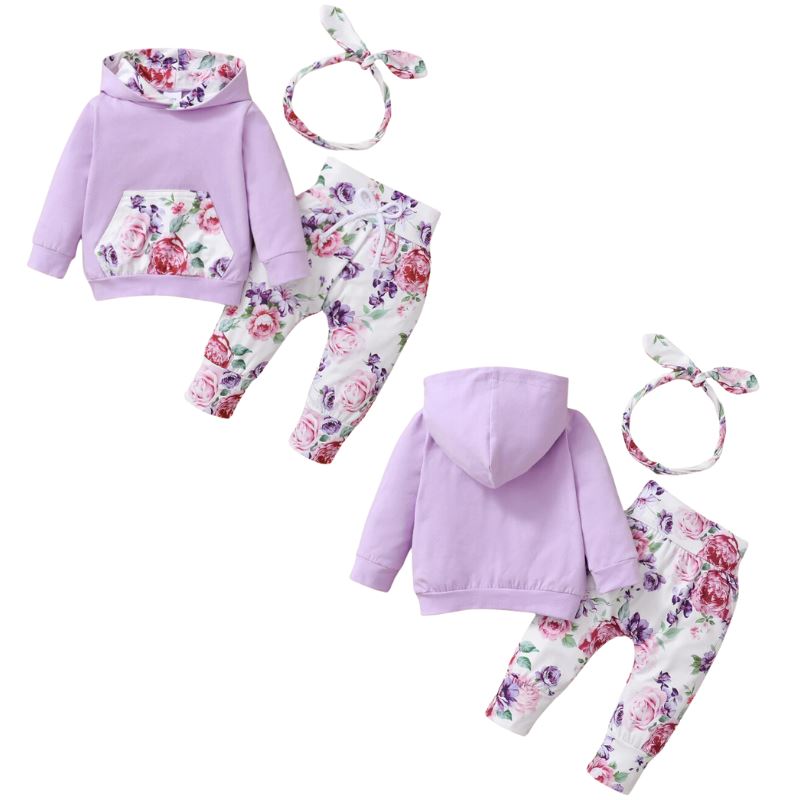 Conjunto de Moletom Floral Infantil Bambino Conjunto de Moletom Floral Infantil Bambino Loja do Bambino Roxo 0 a 3 meses 