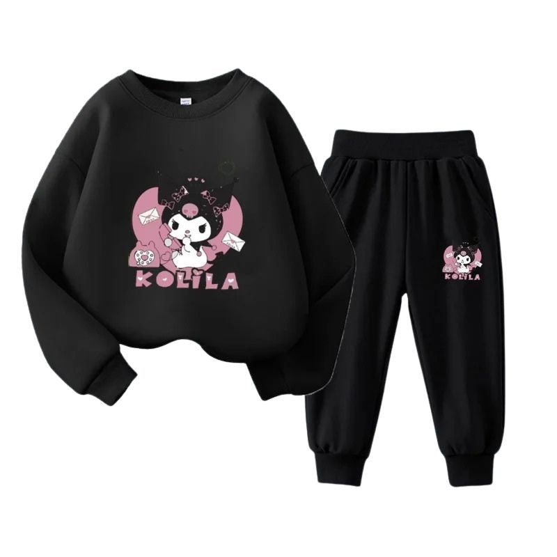 Conjunto Moletom Infantil Kuromi Conjunto Moletom Infantil Kuromi Loja do Bambino Modelo 03 100 