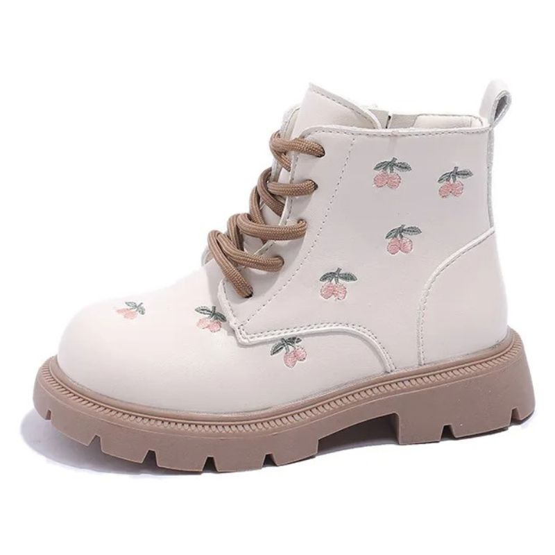 Coturno Couro Infantil Feminino Zíper Lateral Cereja Coturno Couro Infantil Feminino Zíper Lateral Cereja Loja do Bambino Bege 26 (16.2cm) 