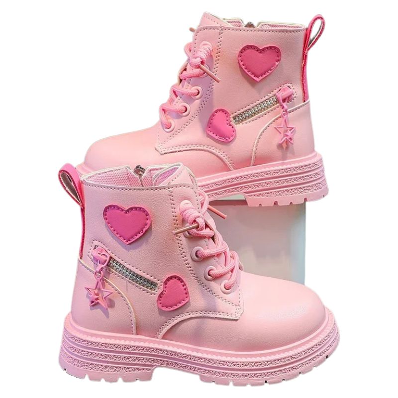 Coturno Infantil com Zíper Lateral Corações Coturno Infantil com Zíper Lateral Corações Loja do Bambino Rosa 26 (15cm) 
