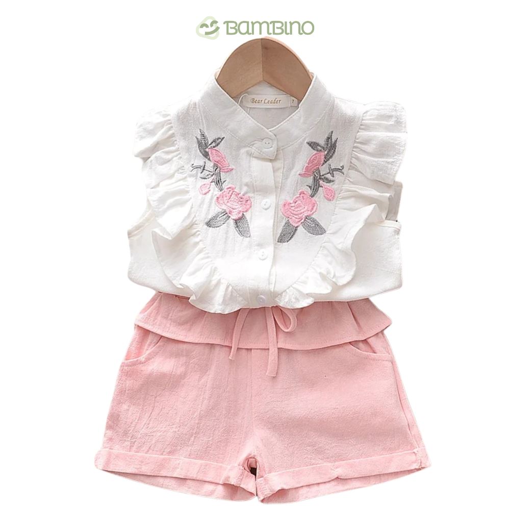 Conjunto Feminino Bordado - Estilo Encantador para Meninas de 3 a 7 Anos Conjunto Feminino Bordado - Estilo Encantador para Meninas de 3 a 7 Anos Loja do Bambino Rosa 3 Anos 