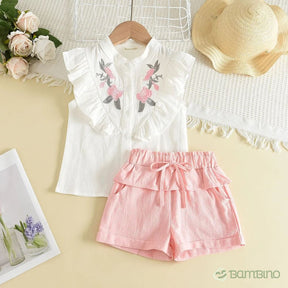 Conjunto Feminino Bordado - Estilo Encantador para Meninas de 3 a 7 Anos Conjunto Feminino Bordado - Estilo Encantador para Meninas de 3 a 7 Anos Loja do Bambino 