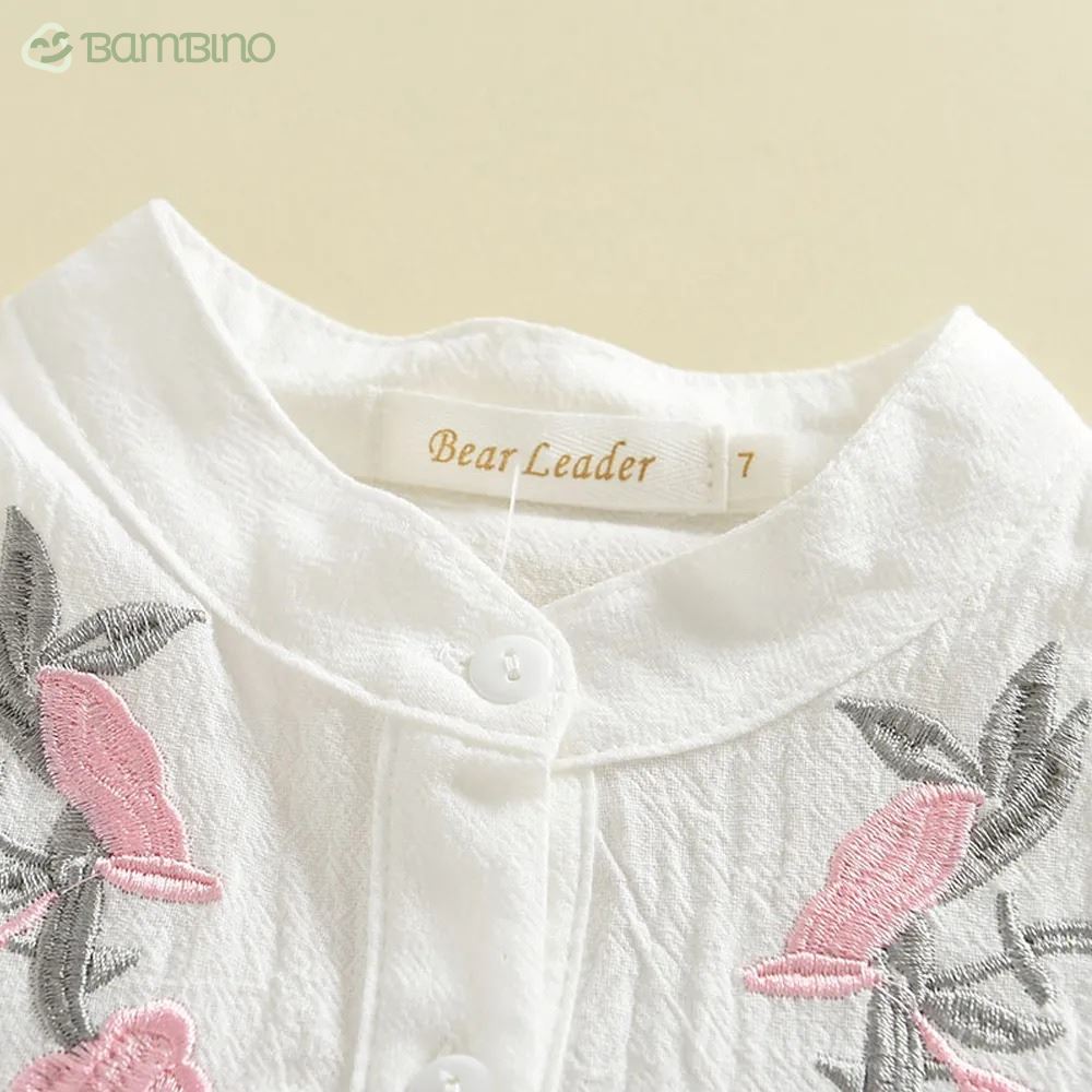 Conjunto Feminino Bordado - Estilo Encantador para Meninas de 3 a 7 Anos Conjunto Feminino Bordado - Estilo Encantador para Meninas de 3 a 7 Anos Loja do Bambino 