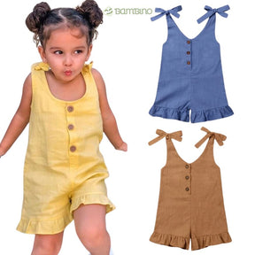 Macacão Linho Curto para Meninas - Estilo Verão Macacão Linho Curto para Meninas - Estilo Verão Loja do Bambino 