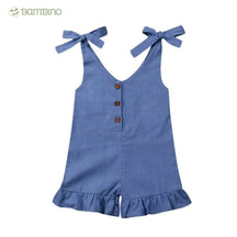 Macacão Linho Curto para Meninas - Estilo Verão Macacão Linho Curto para Meninas - Estilo Verão Loja do Bambino Azul 2 Anos 