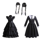 Fantasia Cosplay Wandinha Infantil Bambino - Peruca e Vestido Fantásia Cosplay Wandinha Infantil Bambino Loja do Bambino 