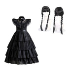 Fantasia Cosplay Wandinha Infantil Bambino - Peruca e Vestido Fantásia Cosplay Wandinha Infantil Bambino Loja do Bambino Modelo 1 100 