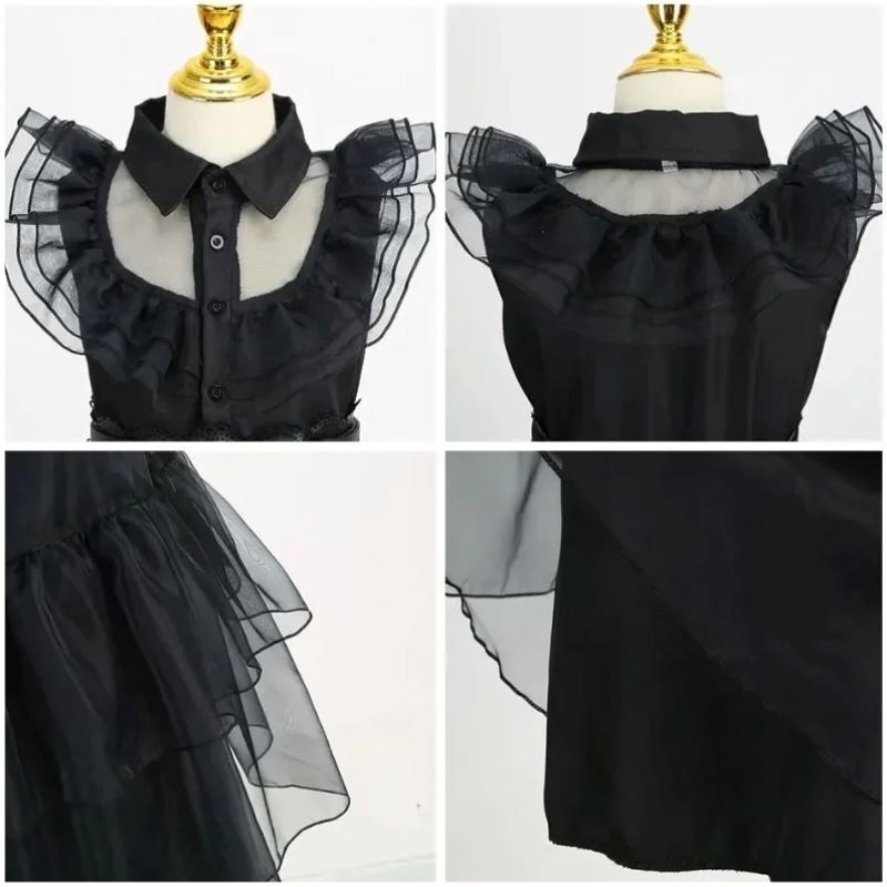 Fantasia Cosplay Wandinha Infantil Bambino - Peruca e Vestido Fantásia Cosplay Wandinha Infantil Bambino Loja do Bambino 