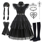 Fantasia Cosplay Wandinha Infantil Bambino - Peruca e Vestido Fantásia Cosplay Wandinha Infantil Bambino Loja do Bambino Modelo 03 100 