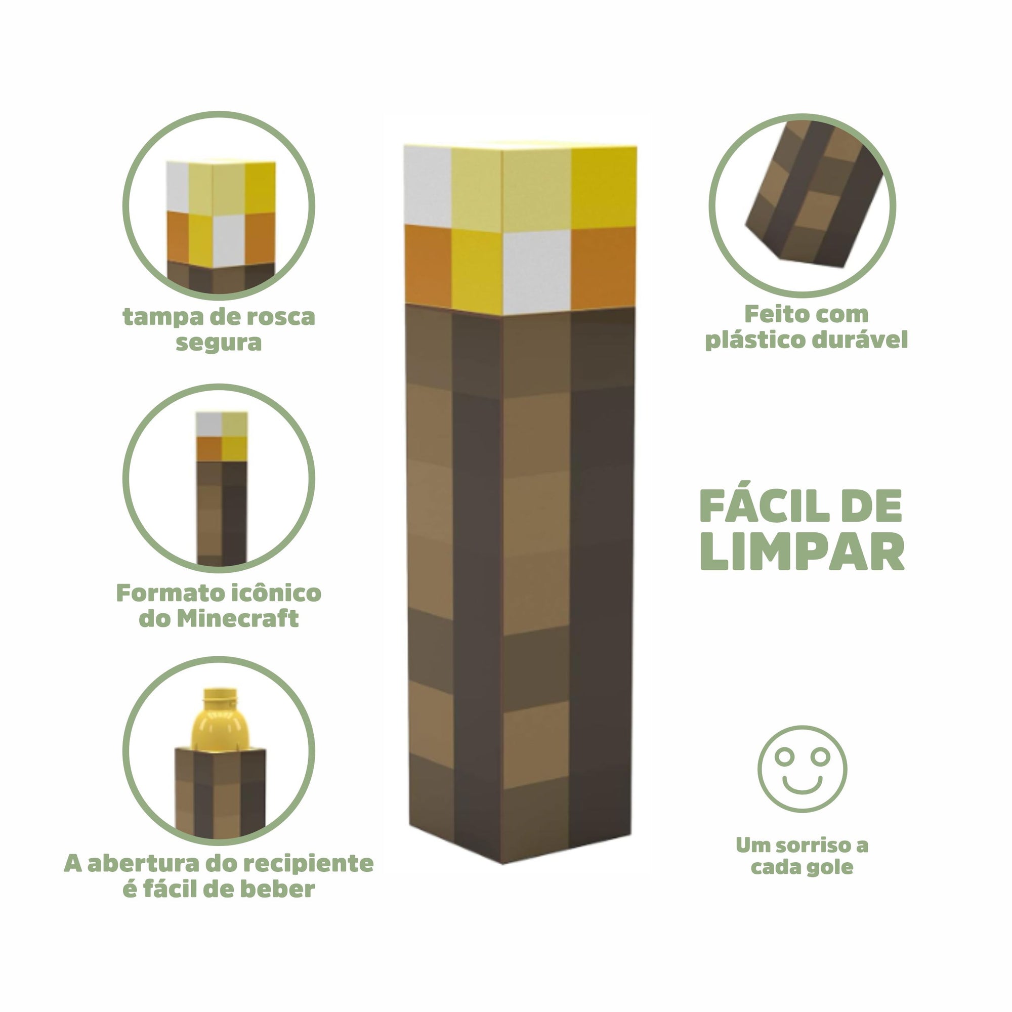 Garrafa Tocha Minecraft Garrafa Tocha Minecraft Loja do Bambino 