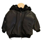Jaqueta Couro Infantil Masculina com Capuz Jaqueta Couro Infantil Masculina com Capuz Loja do Bambino Preto 80 