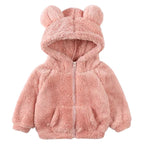 Jaqueta Peluciada Infantil com Capuz de Ursinho Jaqueta Peluciada Infantil com Capuz de Ursinho Loja do Bambino Rosa 80 