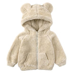 Jaqueta Peluciada Infantil com Capuz de Ursinho Jaqueta Peluciada Infantil com Capuz de Ursinho Loja do Bambino Bege 80 
