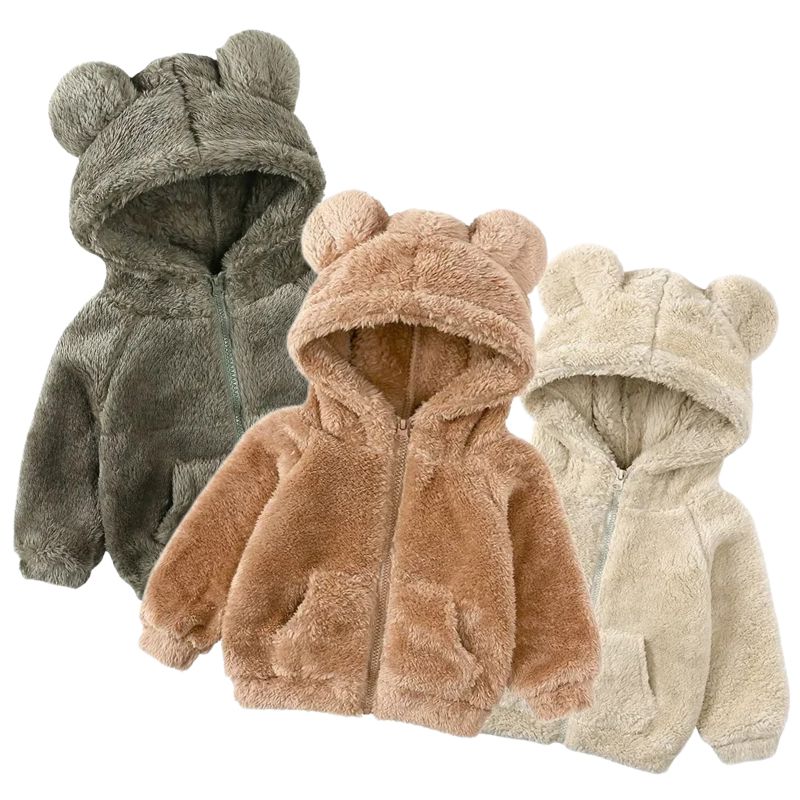 Jaqueta Peluciada Infantil com Capuz de Ursinho Jaqueta Peluciada Infantil com Capuz de Ursinho Loja do Bambino 