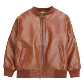 Jaqueta de Couro Infantil Masculina Jaqueta de Couro Infantil Masculina Loja do Bambino Marrom 90 