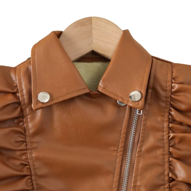 Jaqueta de Couro e Boina de Couro Infantil Feminina Jaqueta de Couro e Boina de Couro Infantil Feminina Loja do Bambino 