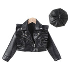 Jaqueta de Couro e Boina de Couro Infantil Feminina Jaqueta de Couro e Boina de Couro Infantil Feminina Loja do Bambino Preto 90 