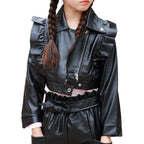 Jaqueta de Couro e Boina de Couro Infantil Feminina Jaqueta de Couro e Boina de Couro Infantil Feminina Loja do Bambino 