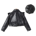 Jaqueta de Couro e Boina de Couro Infantil Feminina Jaqueta de Couro e Boina de Couro Infantil Feminina Loja do Bambino 