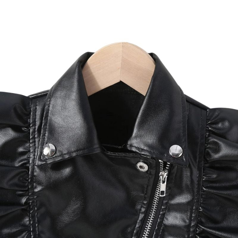 Jaqueta de Couro e Boina de Couro Infantil Feminina Jaqueta de Couro e Boina de Couro Infantil Feminina Loja do Bambino 