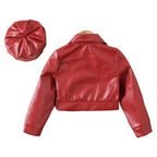 Jaqueta de Couro e Boina de Couro Infantil Feminina Jaqueta de Couro e Boina de Couro Infantil Feminina Loja do Bambino 